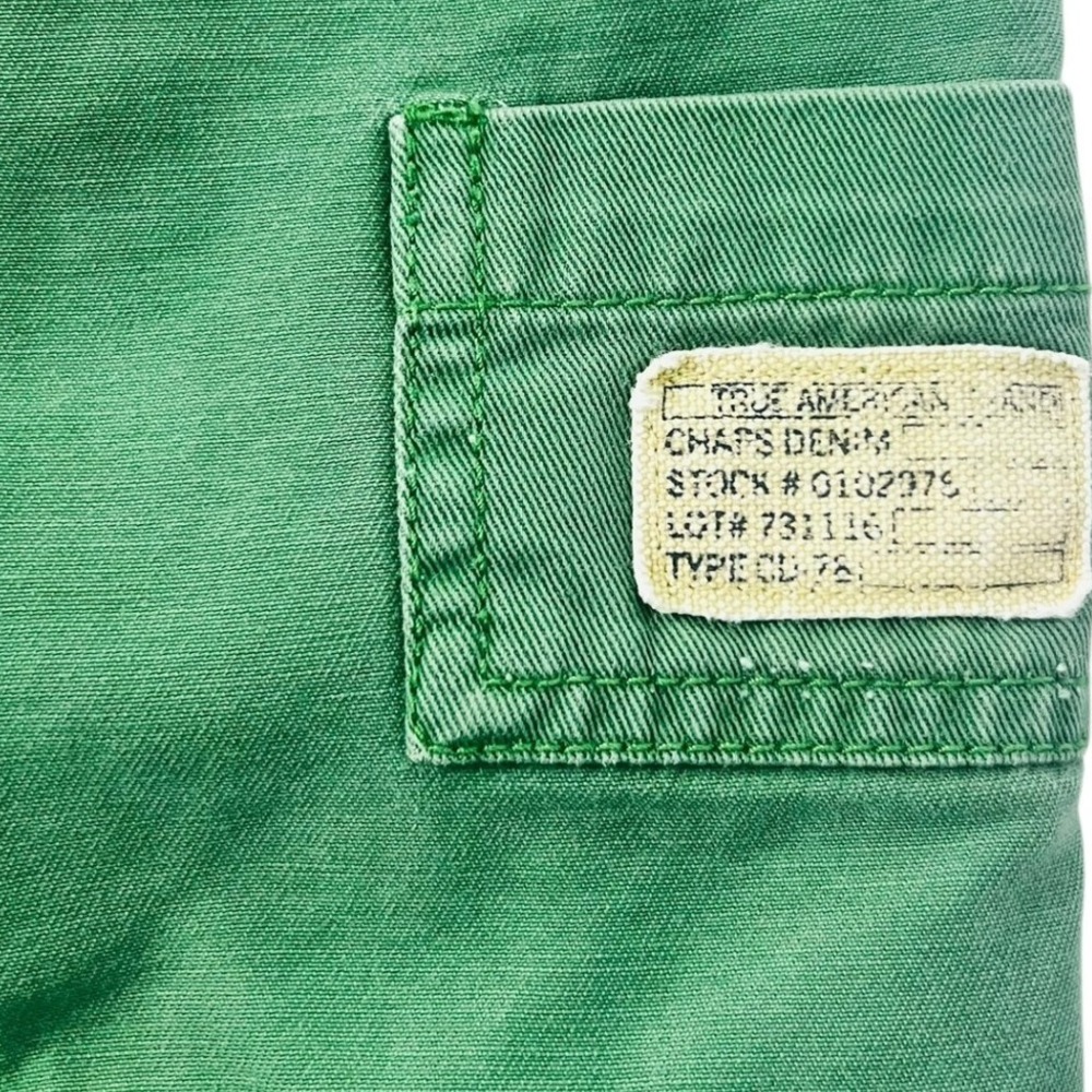 Vtg Chaps Green Denim Baggy Cargo Shorts Loose Long Sz 36 Mens Y2K Skater‎ 90s - Picture 5 of 8